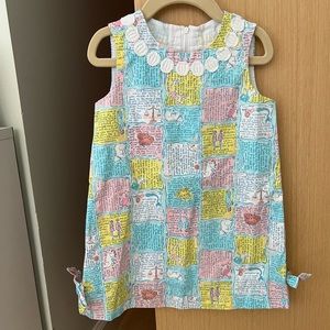 Lilly Pulitzer little girls classic shift in patchwork print with white trim